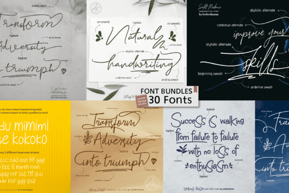 Handwritten Bundle: 30 Unique Fonts for Creative Projects