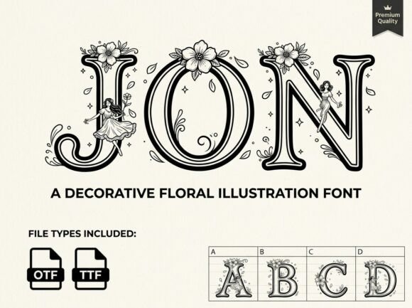 Jon: The Hand-Drawn Floral Font for Magical Designs